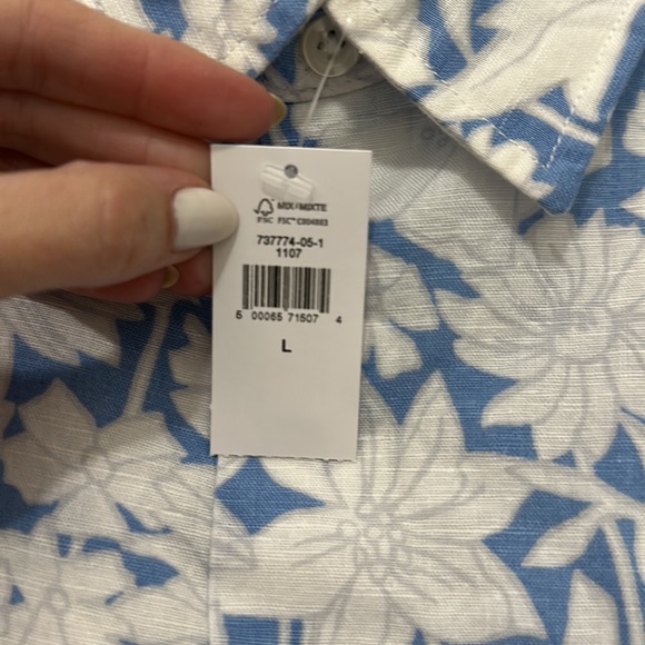 Gap Men’s Linen Floral Shirt in Blue, new with tags - Picture 3 of 5